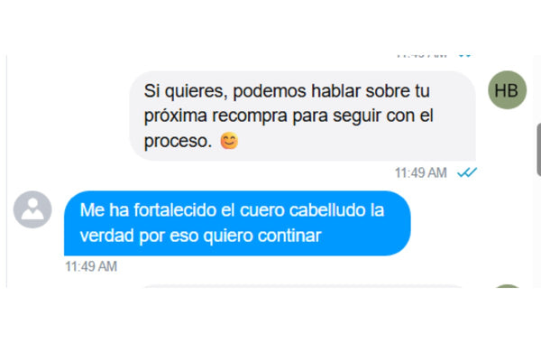 Comentario de una clienta de Hair Bond
